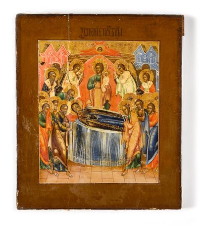 null ICON " DORMITION OF THE VIRGIN MARY ".

Russia, 19th century

Tempera on wood

31...