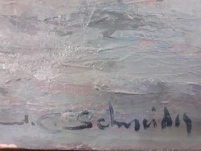  J.C. SCHNEIDER 
National Day in the port of Saint Tropez 
Oil on canvas, unframed...
