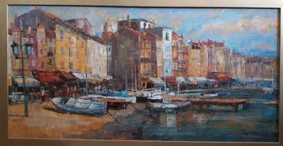 null JOVANOVIC

Busy Quay with Terraces and Cafés

Oil on canvas (knife), with frame

Inscribed...