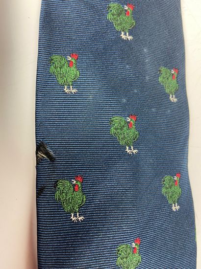 null Three silk ties with snails, toucan, and rooster motifs (one tear).

Good c...