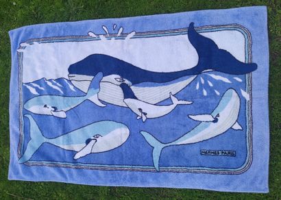 Terry cotton bath sheets with whale design....