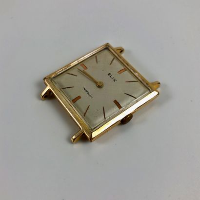  ELIX INCABLOC. Square watch, gold-plated case. Baton hour markers. Mechanical movement...