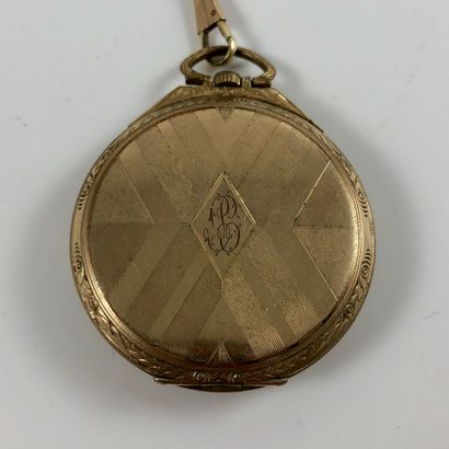  POCKET WATCH. Ref : 972982. Gold plated case. Checkerboard dial, Arabic numerals...