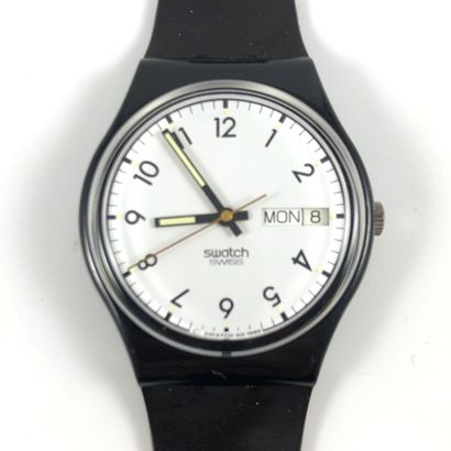 null 
SWATCH

Circa 1990.

Ref: GN402.

Black Line" wrist watch.

Quartz movement.

New...