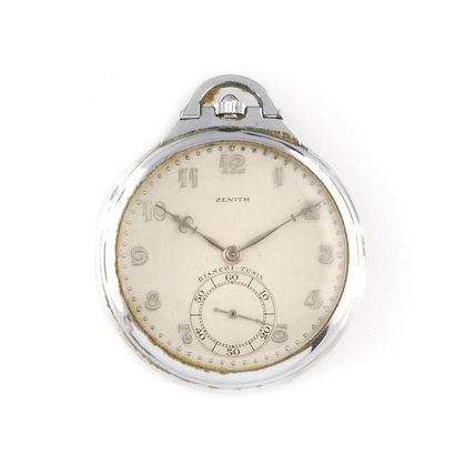  ZENITH Circa 1930. Steel pocket watch, round...