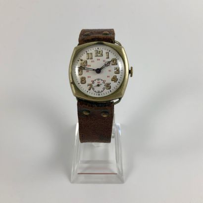  WATCH OF HAIRY. Cushion-shaped case. White dial, Roman numeral indexes, second set...