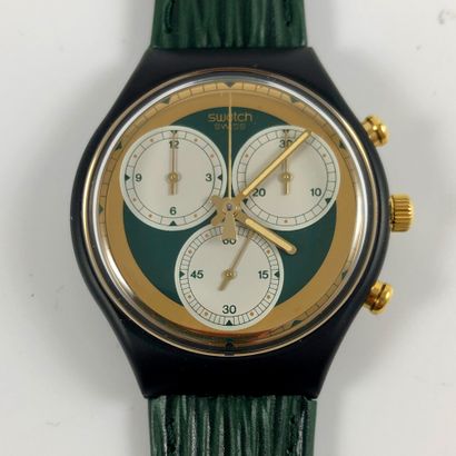  SWATCH Vers 1990. Réf: SCB107. Montre bracelet type chronographe modèle "Rollerball"....