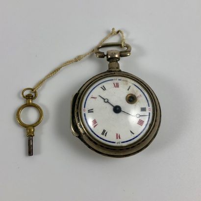 Cockerel pocket watch with its key 
18th/19th...