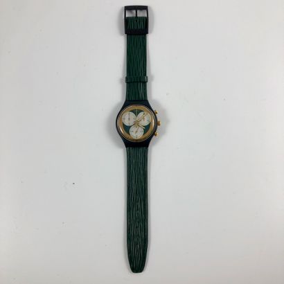  SWATCH Vers 1990. Réf: SCB107. Montre bracelet type chronographe modèle "Rollerball"....
