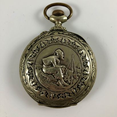 null REGULATOR POCKET WATCH. White dial, Arabic numerals index. Seconds counter at...