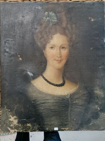 null ECOLE FRANCAISE DE LA FIN DU XVIIIe siècle 

Portrait de femme 

Huile sur toile...
