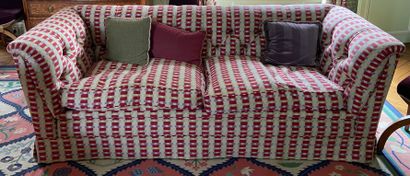 null Christian BADIN (1930-2019) Pair of comfortable sofas covered with fabric, publisher...
