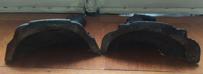  TWO cast iron DOOR HANGERS representing gnomes. 20th century H : 30 cm