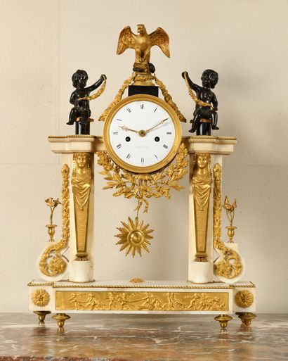 A white marble and gilt bronze PORTICAL HANGER...