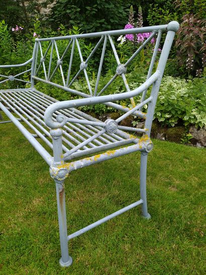 null TECTONA Garden furniture including a pair of cast iron benches and an aluminium...