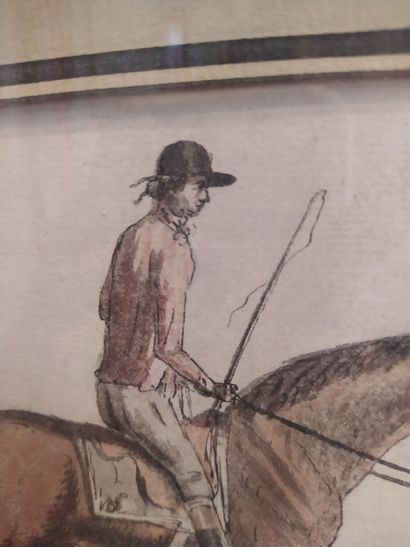  FRENCH SCHOOL circa 1800 Rider. Pen and ink, watercolor. Bears an old attribution...