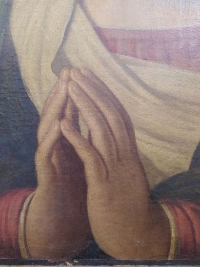 null Dans le goût de SASSOFERRATO La Vierge en prière Toile Cadre : en chêne sculpté...