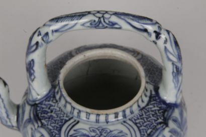 null CHINE, XVIIE SIECLE

Théière en porcelaine bleu-blanc, la panse polylobée à...