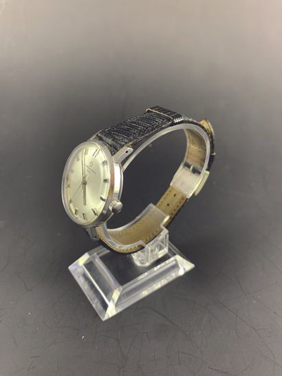 null ETERNA MATIC About 1960. Men's stainless steel wristwatch, round case, signed...