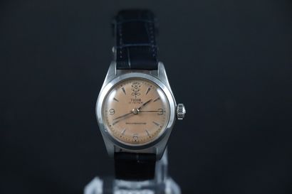 null TUDOR OYSTER 1950S. Ref : 7634. Wristwatch with steel case. Restored pink dial,...