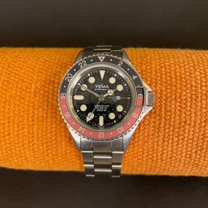 null YEMA Superman II Pepsi GMT. Ref : RJ0056. Circa 1980. Steel wristwatch, GMT...