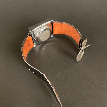 null LIP SECTOR RETROGRADE. Ref : 635415. Circa 1965. Steel wristwatch. Navy blue...