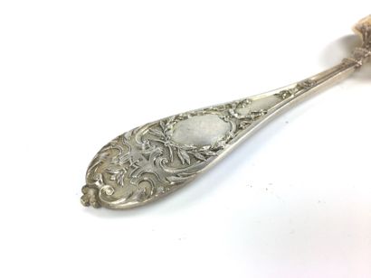  Beautiful silver and vermeil CREAM SPOON chased with rosettes, flowers and quivers....
