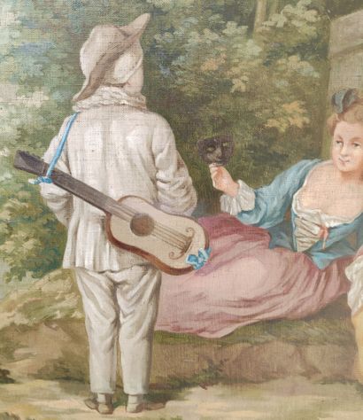 null In the 18th century Pierrot musician Canvas 62 x 125 cm