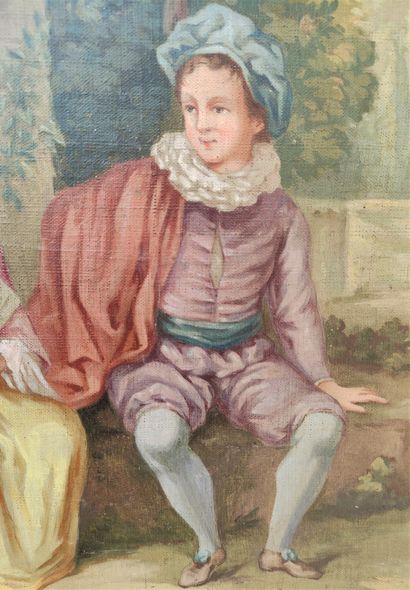 null Dans le gout du XVIIIe siècle Pierrot musicien Toile 62 x 125 cm