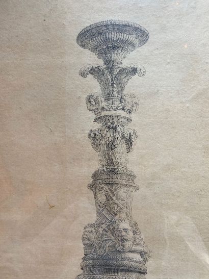 null Louis-Jean ALLAIS (1762-1833) Etude de candélabre Lavis signé ALLAIS F. Rome...