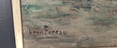 null Henri FOREAU (1866-1938) Bivouac au bord de la mer Huile sur toile signée en...