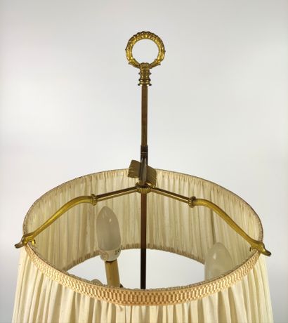 null Gilt bronze BOUILLOTE LAMP with three arms of light. Swan neck decoration. Empire...