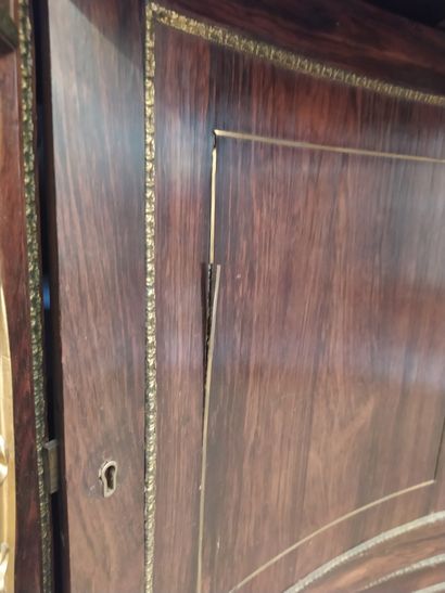 null SCRIBAN in rosewood inlaid with brass fillets, the lower part with a recess...