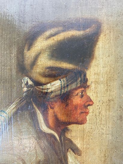 null FRENCH SCHOOL, 19th century Profile of a man Oil on panel 30 x 23 cm