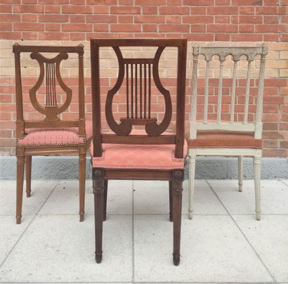 null TWO natural wood and mahogany "lyre" CHAIRS One stamped G.Jacob (Georges Jacob...