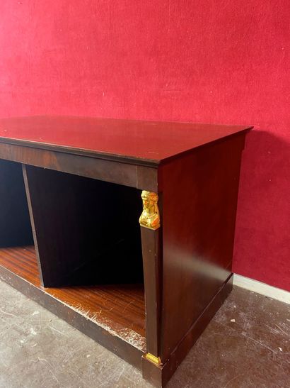 null Mahogany LOW CABINET opening with two drawers in the waist, the uprights with...