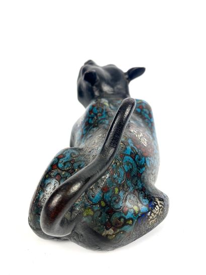 null JAPON Rat Bronze cloisonné Fin XIXe siècle 9 x 21 cm (manque à un pied)