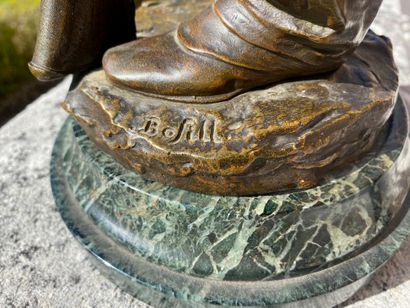  Antoine BOFILL (1875-1953) Grenadier 1810 Bronze à patine brune reposant sur un...