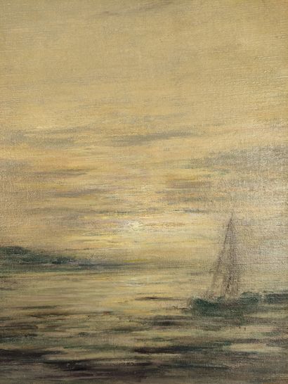 null Henri FOREAU (1866-1938) Bivouac au bord de la mer Huile sur toile signée en...