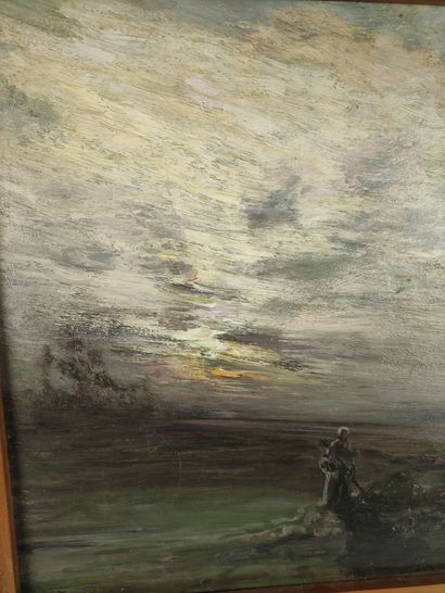 null Henri FOREAU (1866-1938) Shepherd in the plain Oil on panel signed lower left...
