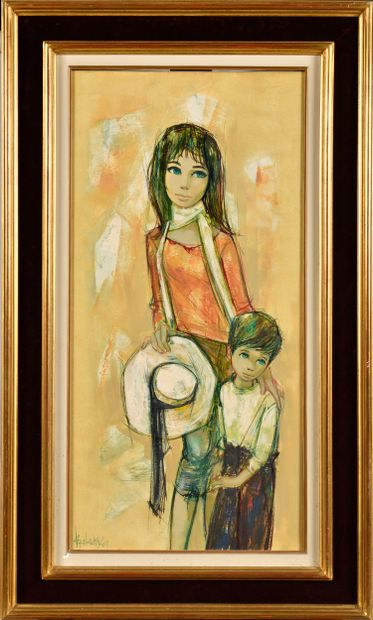 null JEAN-BAPTISTE VALADIÉ (Born in 1933) Woman and child Oil on canvas Signed lower...