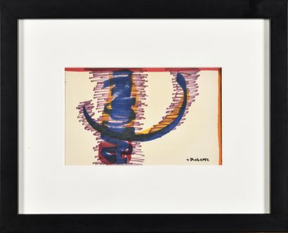 null JAMES PICHETTE (1920-1996) Sans titre (fond blanc, motif bleu et violet) Technique...