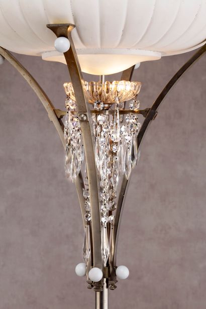 null WORK IN THE ART DECO STYLE Floor lamp in chromium-plated steel, the shaft with...
