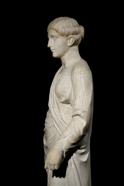 null FRENCH ECOLE OF THE 19th CENTURY IN THE GOUT OF THE ANTIQUE Roman woman Statue...