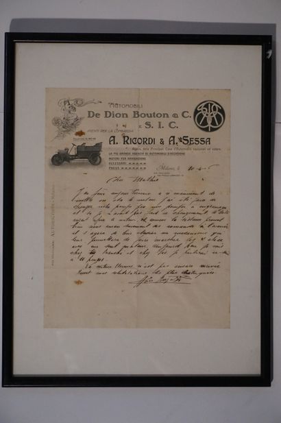 Lot de lettres de Ettore Bugatti Letter Bugatti to Mathis dated 10/04/1906

Letter...