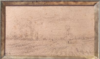 null Théodore ROUSSEAU (1812-1867) Paysage, Crayon noir Cachet de l'atelier en bas...