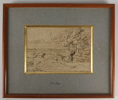 Charles Emile JACQUE (1813-1894) Paysage...