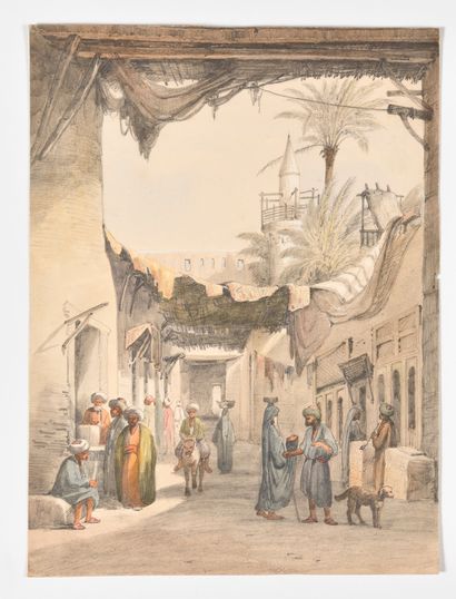 Prosper BARBOT (1798 – 1877) Vue d’une ruelle...