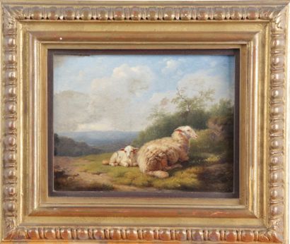  EUGENE JOSEPH VERBOECKHOVEN (1799-1881) « les moutons » Huile sur panneau signé...