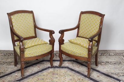 A PAIR OF Restoration period mahogany armchairs...